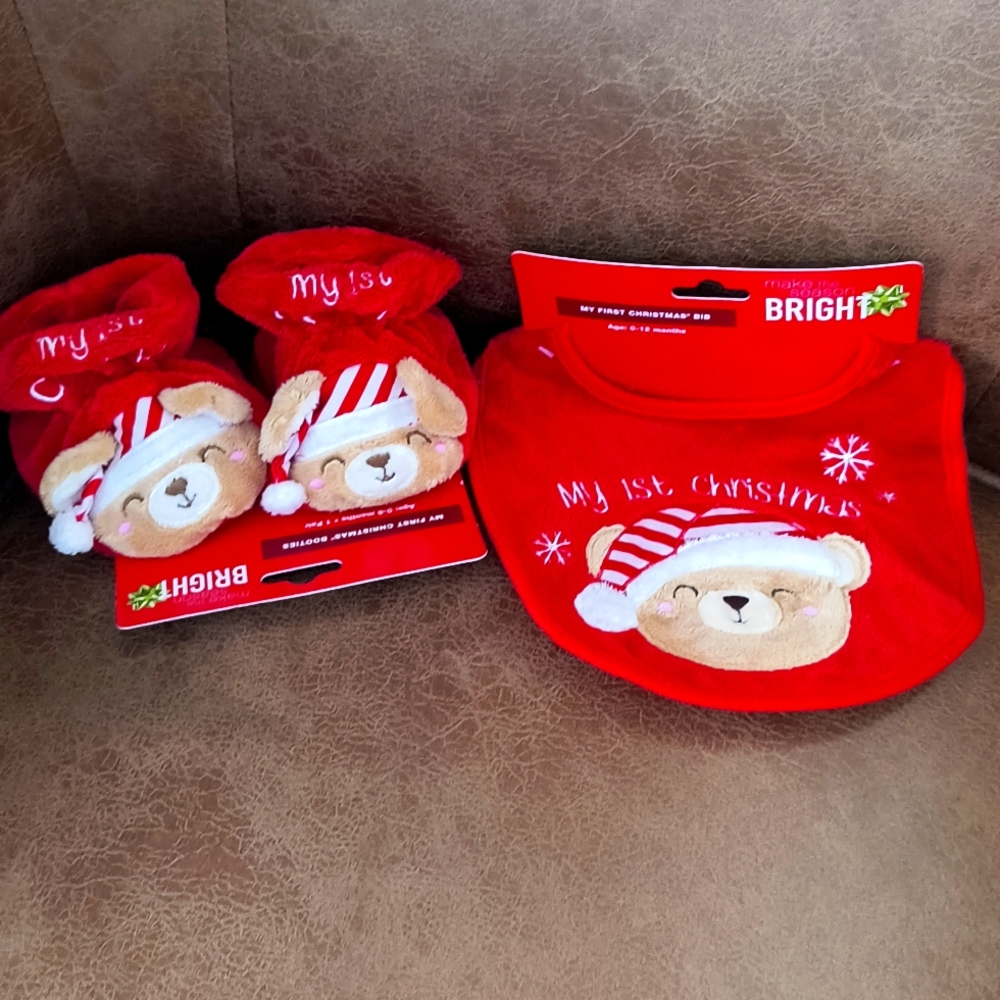 My First Christmas Slippers and Bib